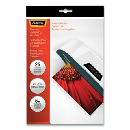 FELLOWES MFG Fellowes, LAMINATING POUCHES, 5 MIL, 4.5in X 6.25in, GLOSS CLEAR, 20PK 52010